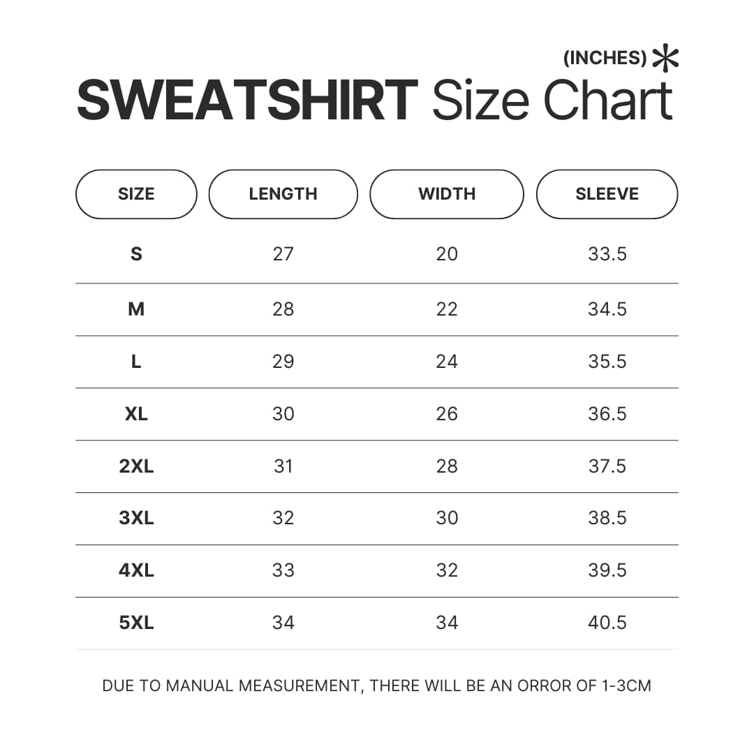 Sweatshirt Size Chart - Jschlatt Store