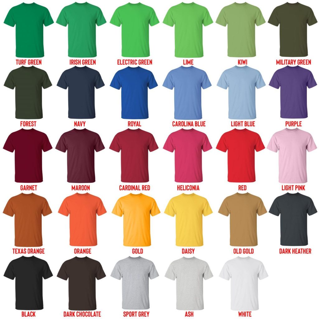 t shirt color chart - Jschlatt Store